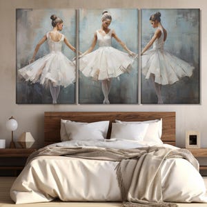 Abstract Ballet Canvas Print, Ballerinas Dancing Painting, Ballet Studio Decor, Ballet Wall Art, Ballerina Gift, Ballet Class Wall Decor