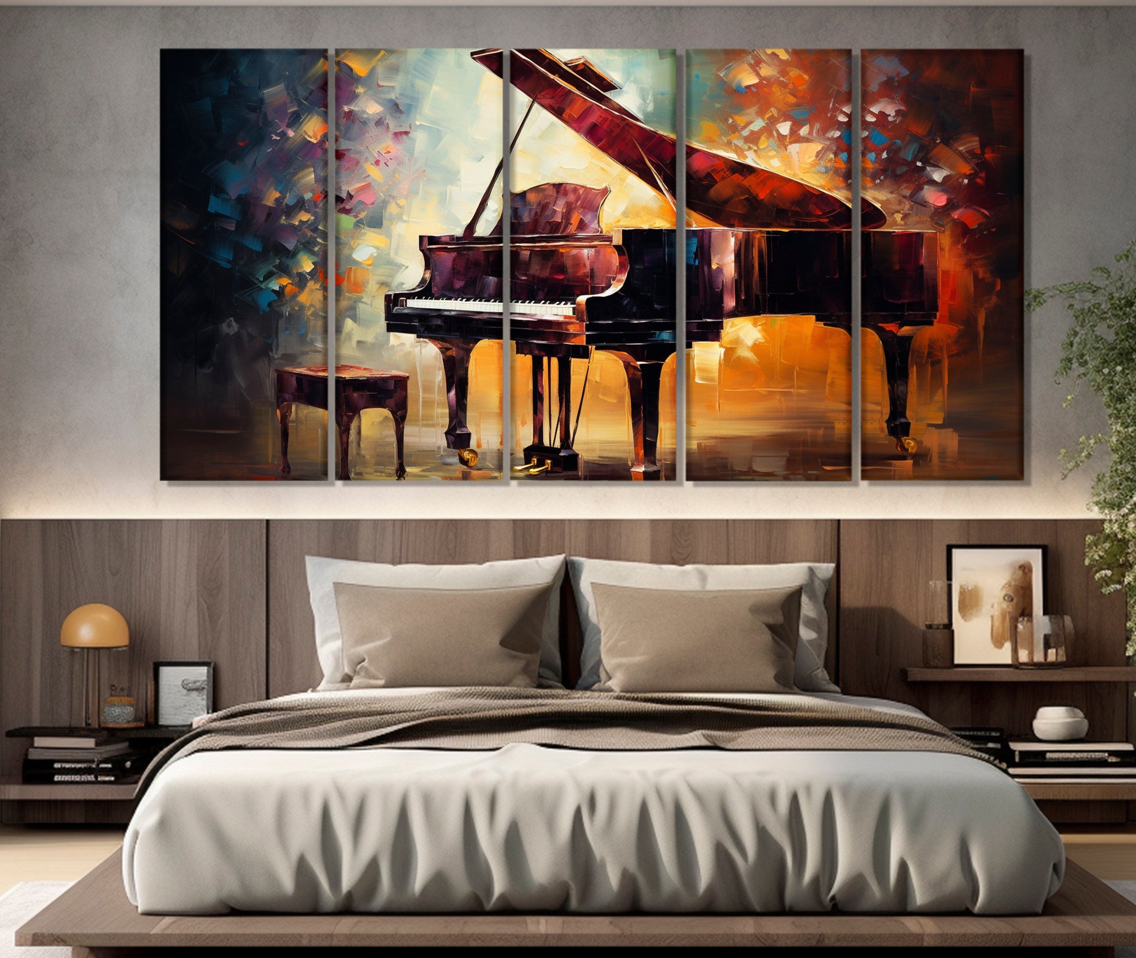 Abstract Piano Canvas Print, Music Wall Art, Vintage Piano Painting ...