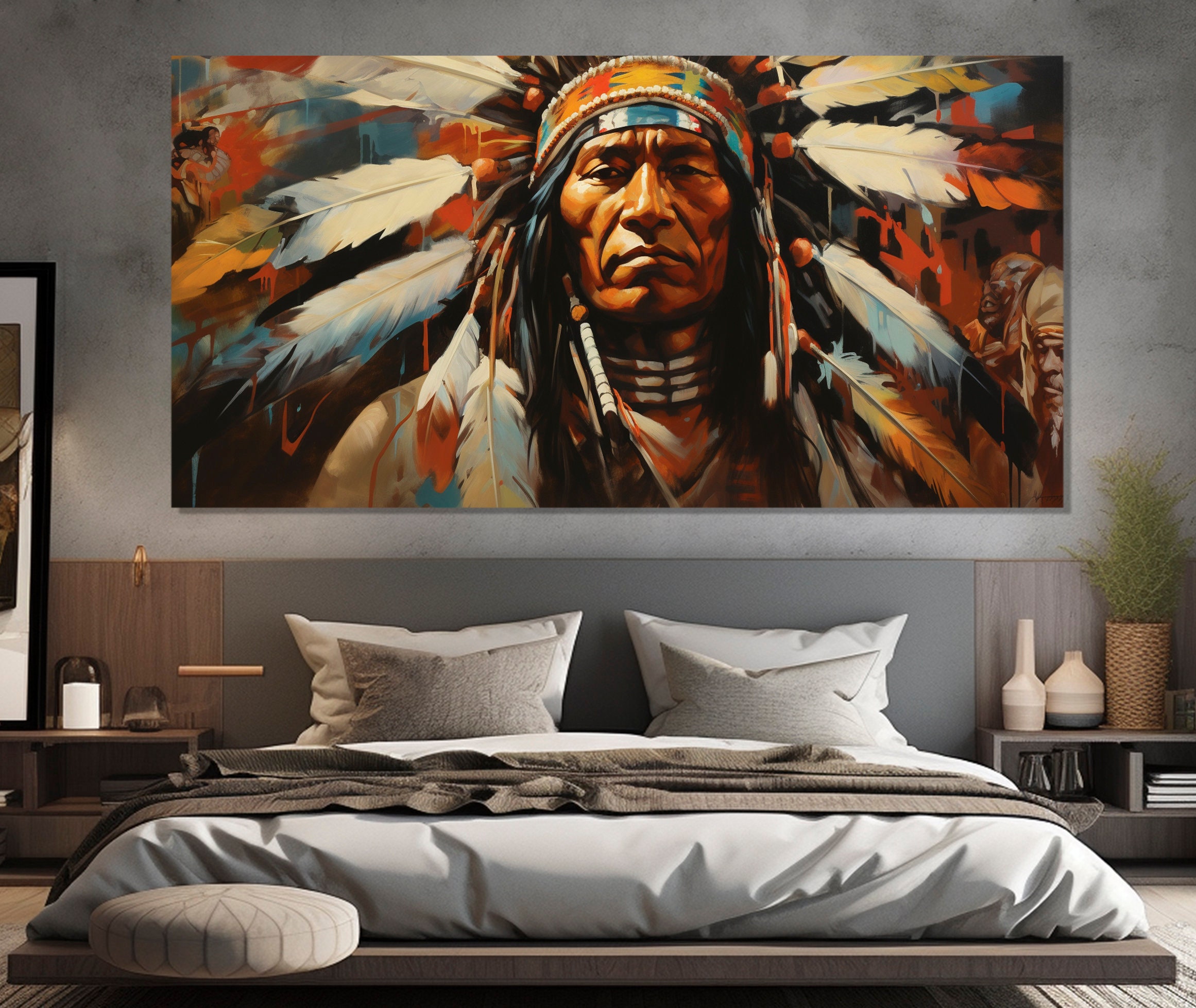 First Nations Chief Canvas Print, Native American Wall Art, Indian ...
