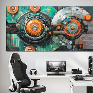 Engineering Wall Art, Machinery and Circuits Canvas Print, Engineer Gift, System Administrator Gift, Technical Wall Art