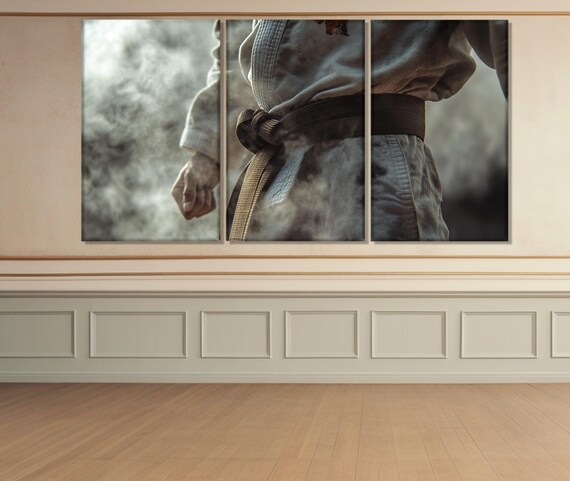 Jiu-jitsu Wall Art, Jiu-jitsu Fighter With Black Belt Canvas Print