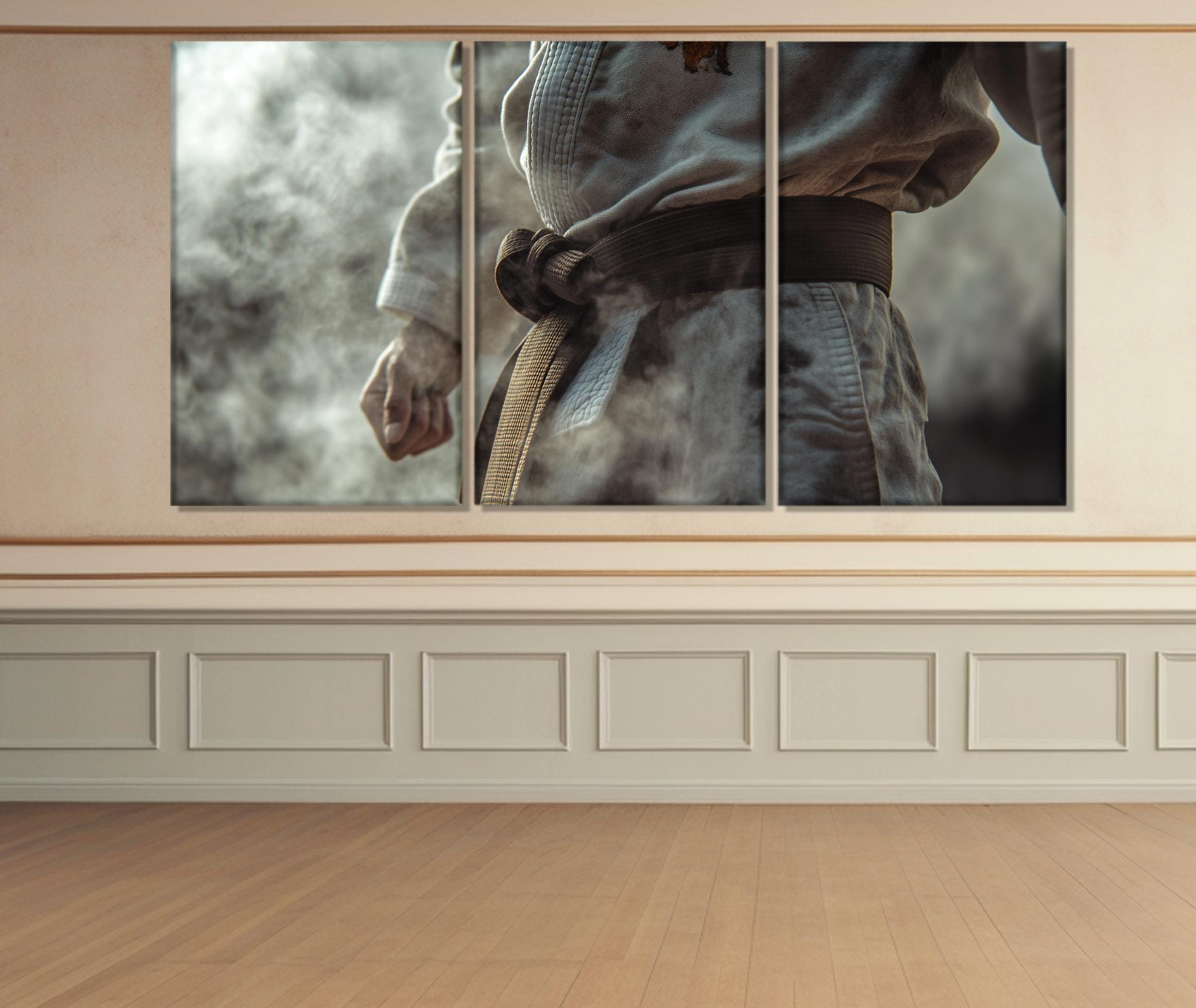 Jiu-jitsu Wall Art, Jiu-jitsu Fighter With Black Belt Canvas Print