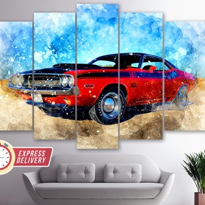 Vintage Dodge Challenger Canvas Print, Muscle Car Wall Art, Challenger Canvas Art, Sport Car Canvas, Challenger Print, Challenger Photo
