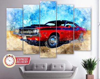 Vintage Dodge Challenger Canvas Print, Muscle Car Wall Art, Challenger Canvas Art, Sport Car Canvas, Challenger Print, Challenger Photo