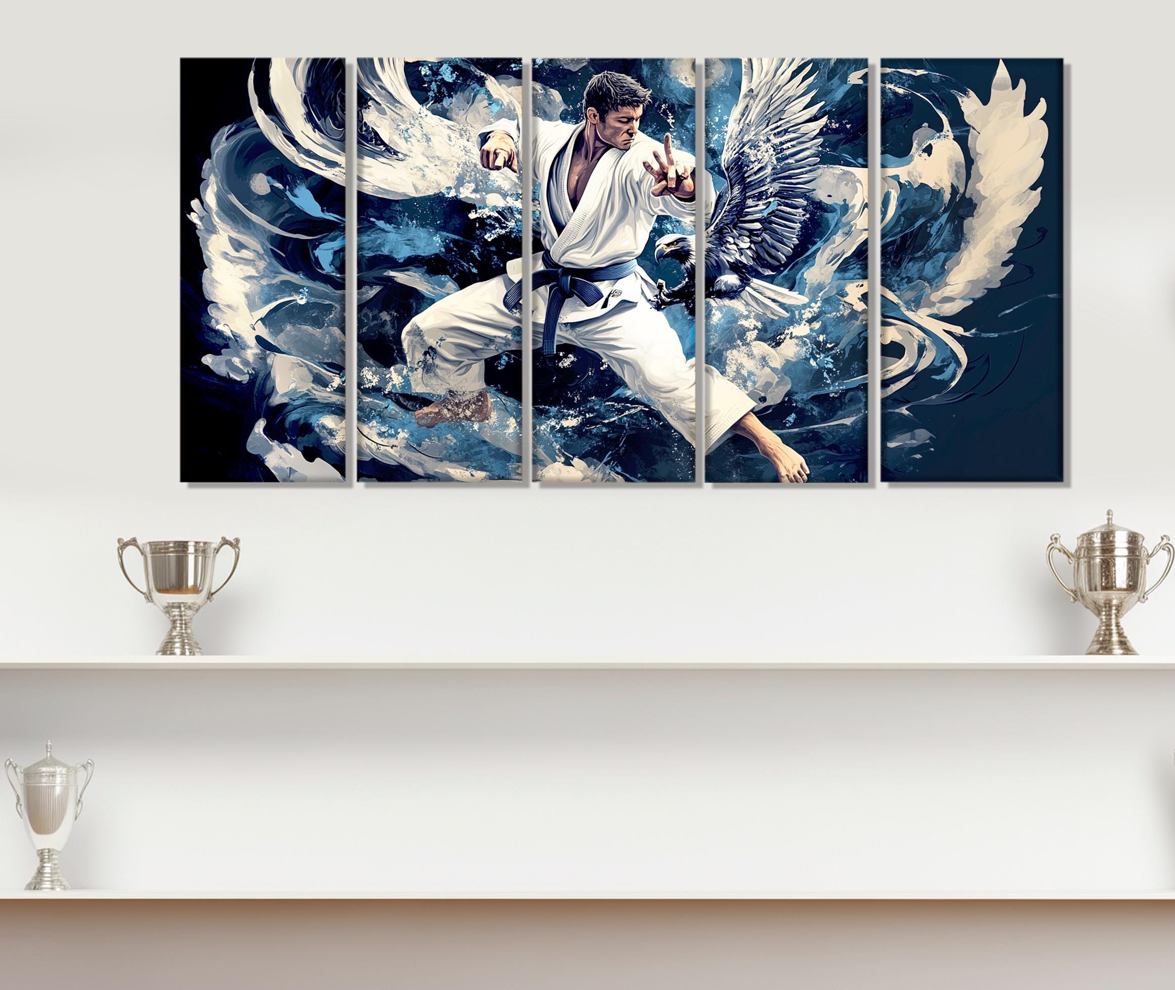 Abstract Jiu-jitsu Painting Printed on Canvas, Karate Canvas Print