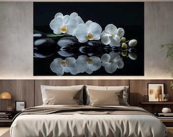 Weiße Orchidee Leinwand, Spa Wandkunst, Blumen Leinwand Kunst, Spa Leinwand Kunst, Spa Dekor, Orchidee Leinwand, Spa Druck, Orchidee Fotografie