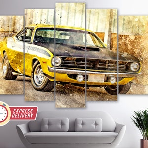 Plymouth Hemi Cuda Canvas Print, Muscle Cars Wall Art, Vintage Sport Car Canvas Art, Plymouth Print, Vintage Decor, Retro Car Canvas