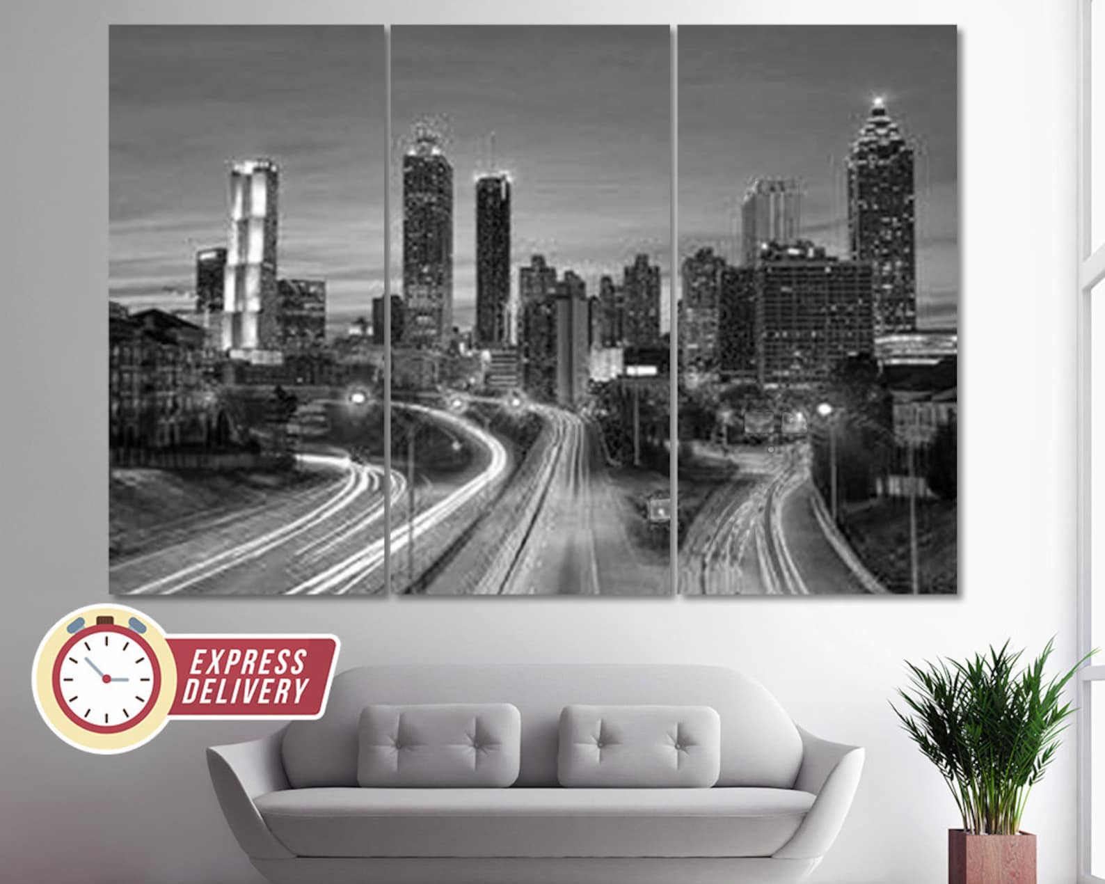 Atlanta Canvas Print Atlanta Wall Art Atlanta Skyline Etsy