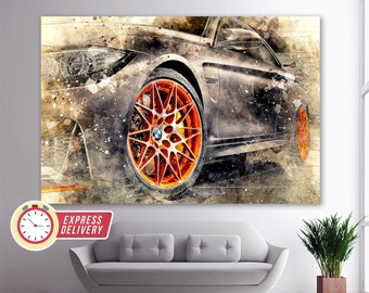 Bmw M4 Druck, BMW Leinwanddruck, BMW Wandkunst, Bmw Leinwandkunst, Bmw Poster, BMW M4 Rad, Bmw Wanddekor, Sport Bmw Druck, Bmw Gemälde