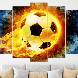 Burning Soccer Ball CanvaCanvas s Print, Soccer Art, Soccer Print, Soccer Wall Art, Soccer Fan Gift