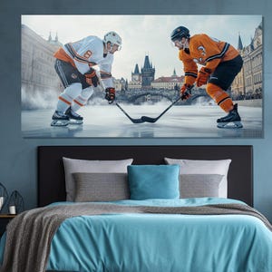 Ice Hockey Canvas Wall Art, Hockey Fan Gift, Hockey Canvas Print, Ice Hockey Painting, Ice Hockey Player Gift, Ice Hockey Poster