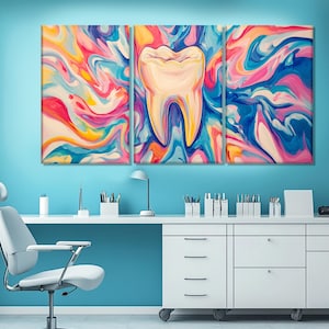 Abstract Tooth Canvas Print, Dentistry Wall Decor, Dentist Gift, Dentist Office Decor, Tooth Painting, Dental Hospital Decor
