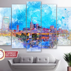 Nashville Canvas Print, Nashville Skyline, Nashville Wall Art, Tennessee Canvas, Nashville Photography, Nashville Print, Tennessee Wall Art