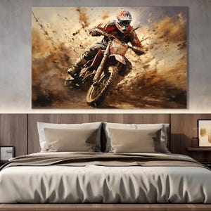 Dirt Bike Canvas Print, Motocross Canvas Art, Biker Gift, Motocross Wall Art, Motocross Painting, Motocross Gift, Motocross Poster