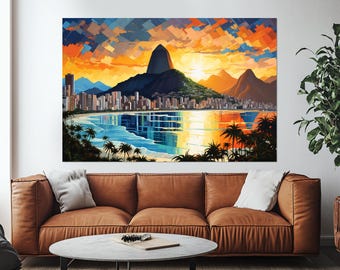 Abstract Rio de Janeiro Canvas Print, Brazil Wall Art, Rio de Janeiro Skyline, Rio de Janeiro Print, Rio Painting, Rio Wall Art