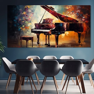 Abstract Piano Canvas Print, Music Wall Art, Vintage Piano Painting, Music Wall Decor, Pianist Gift, Piano Wall Art