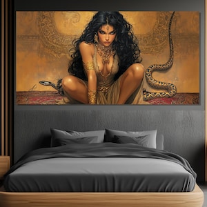 Beautiful Arab Princess Painting Printed on Canvas, Arab Canvas Print, Persian Queen Painting, Arab Wall Art, Arab Woman Canvas Print