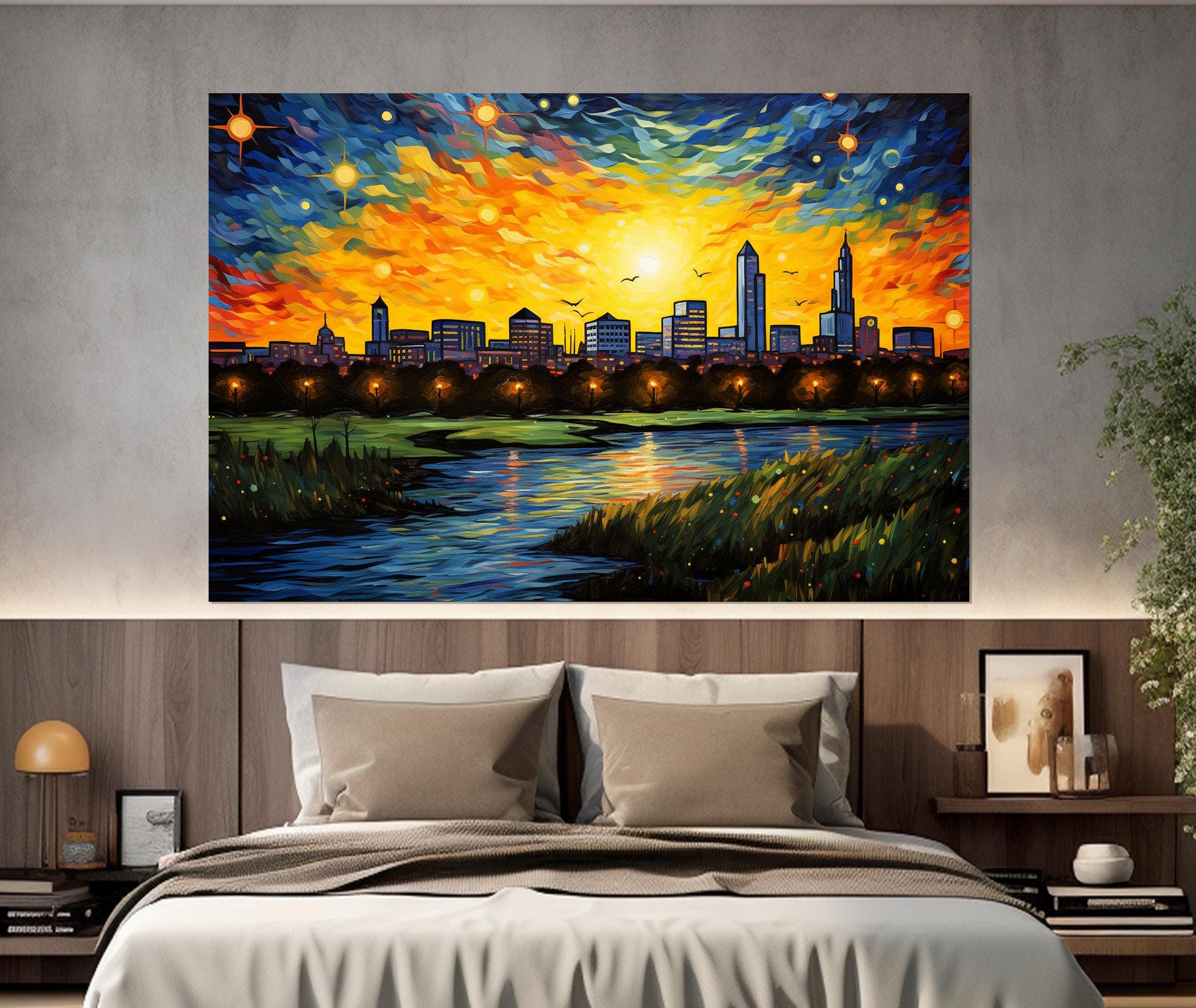 ゴッホの星月夜風カンザスシティのスカイライン、カンザスシティの