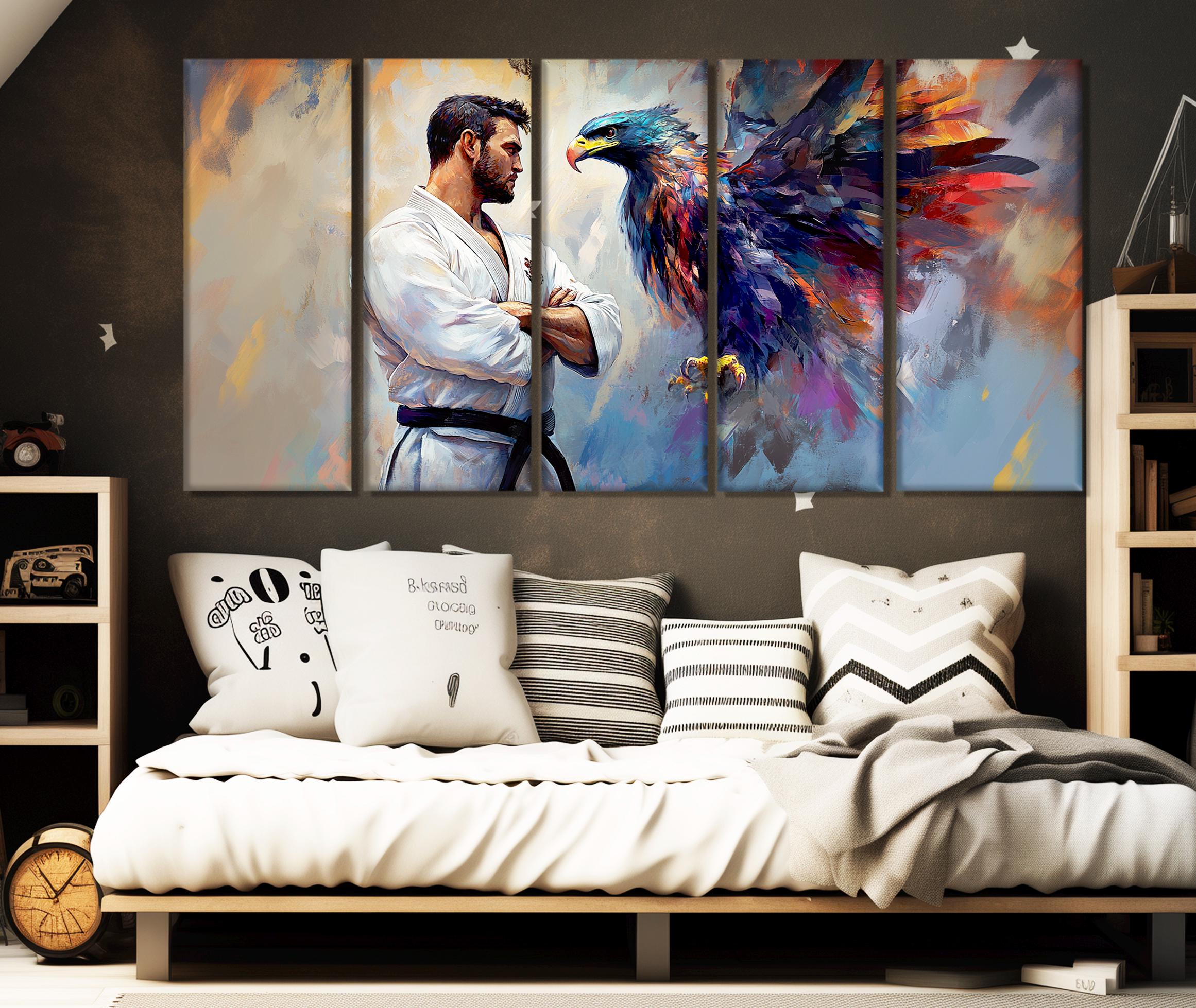 Abstract Martial Arts Wall Art, Jiu-jitsu Master With Colorful