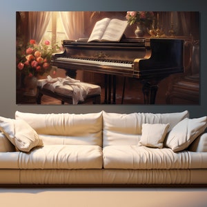 Vintage Klavier Leinwanddruck, Abstrakte Klavier Malerei, Musik Leinwand Kunst, Musik Wandkunst, Vintage Klavier Poster, Musik Wandkunst, Pianist Geschenk