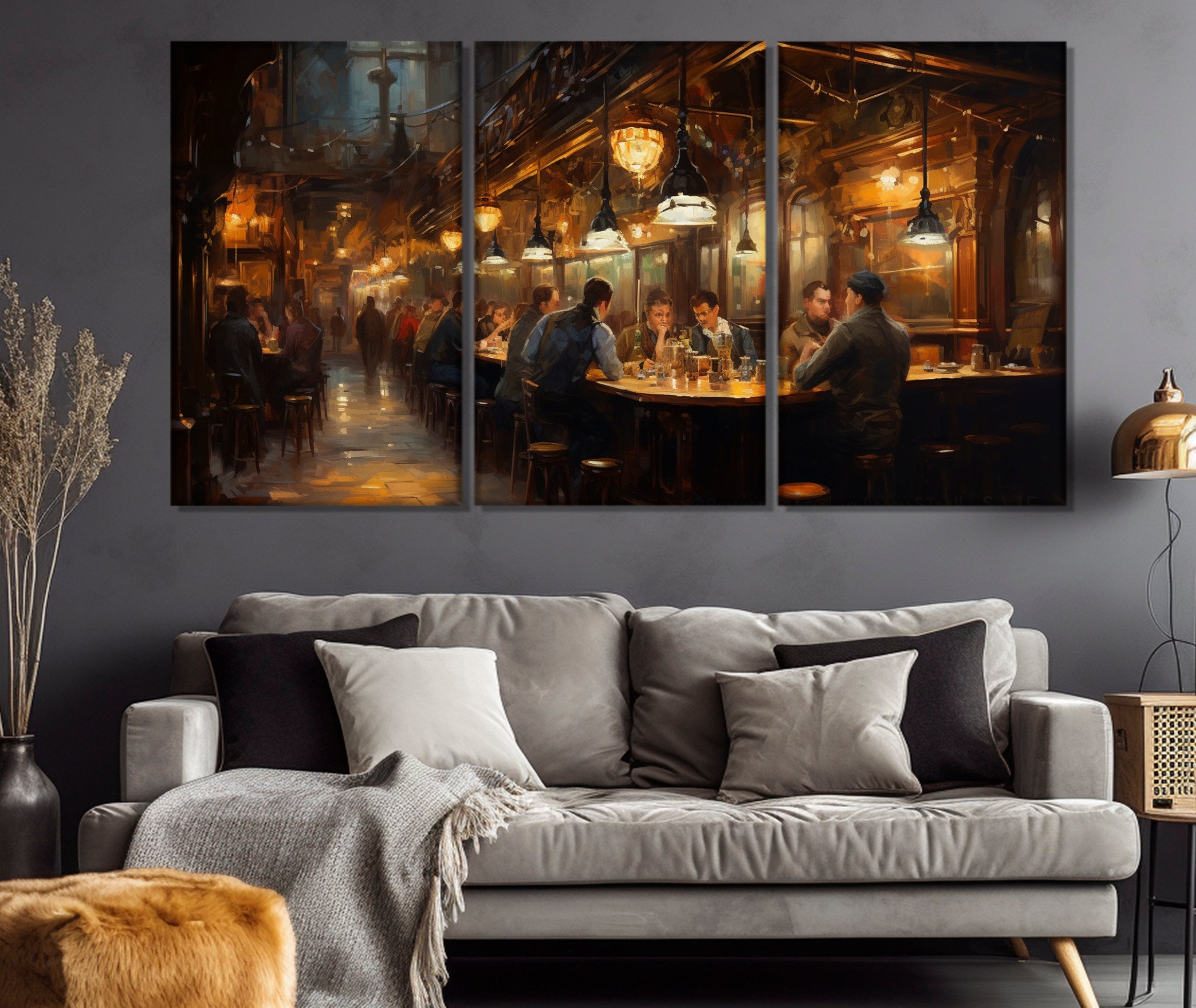 Vintage Pub Painting Printed on Canvas, Irish Pub Wall Art, Irish Gift ...