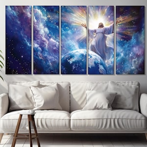 Jesus Creating Biblical Scene of the Creation of the World Canvas Print, Religious ...
