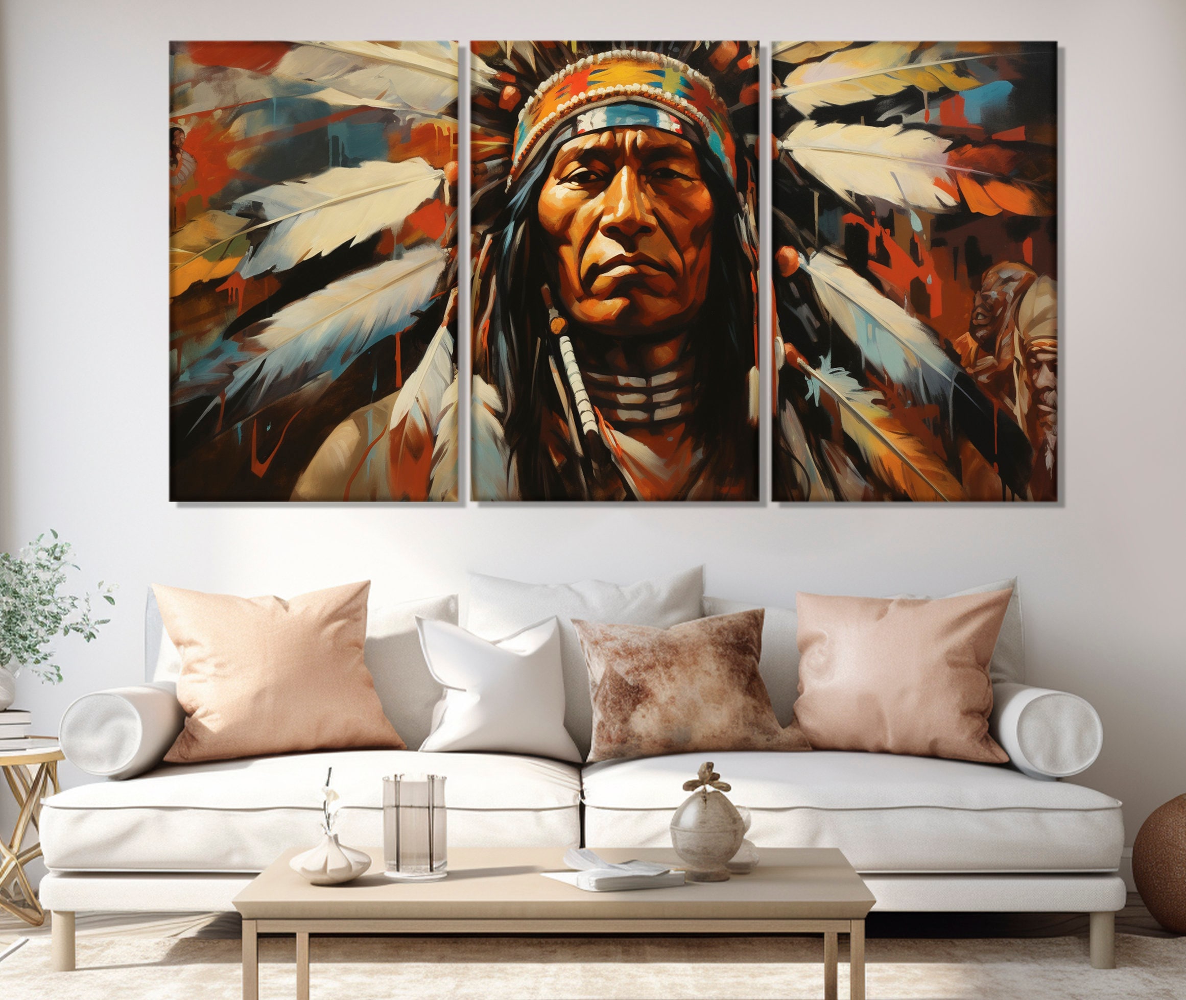 First Nations Chief Canvas Print, Native American Wall Art, Indian ...