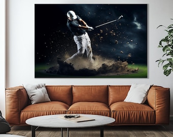 Impressão em tela abstrata de golfe, presente para jogador de golfe, pintura de golfe, arte de parede de golfe, presente para fã de golfe, pôster de sucesso de golfe, decoração de parede de resort de golfe