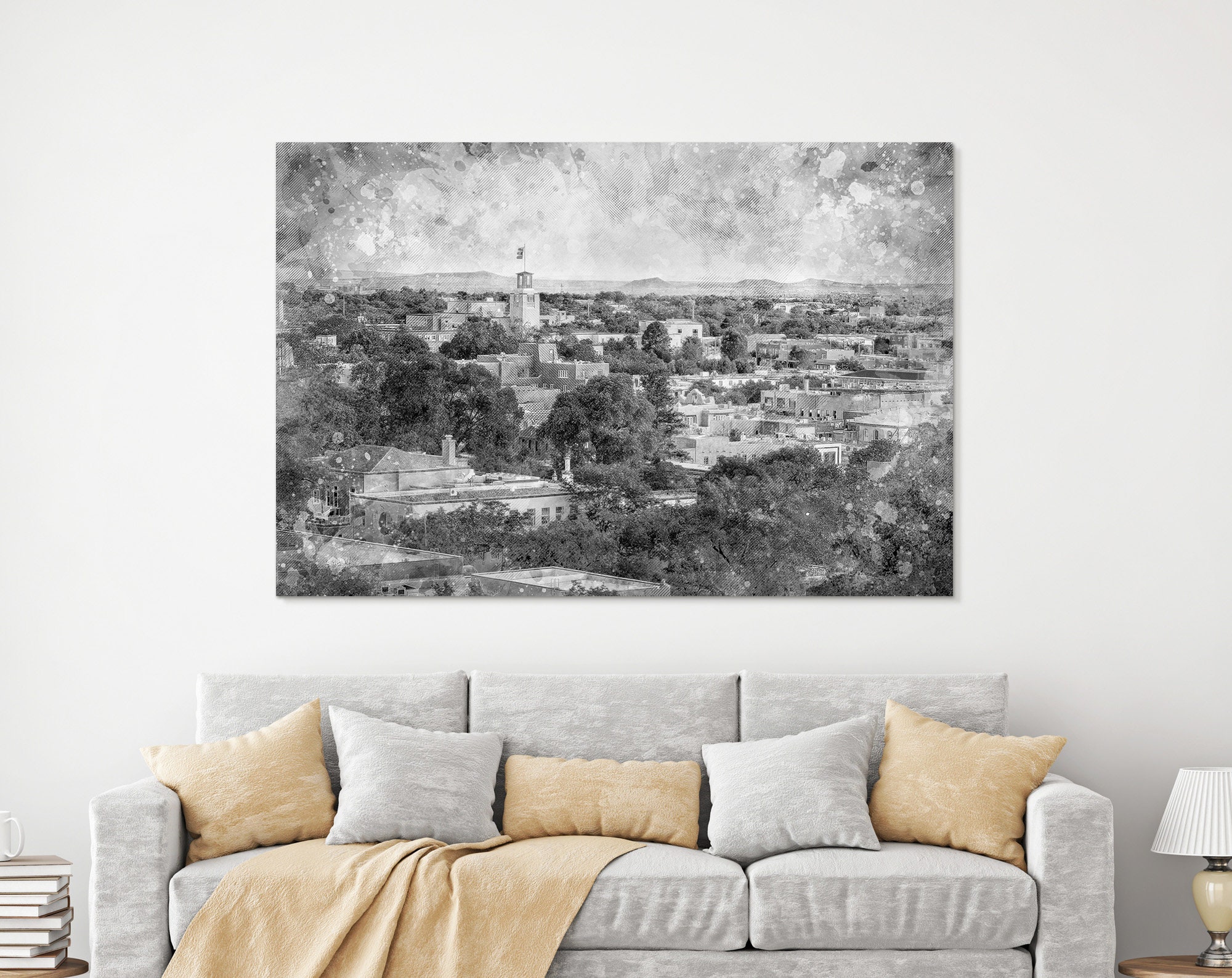 Santa Fe Skyline Santa Fe Wall Art Santa Fe Artwork Santa Etsy