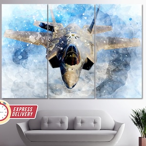Toile d&#39;art Lockheed Martin F-35 Lightning II, impression d&#39;avion de combat, art mural avion, cadeau pilote, photo d&#39;avion, impression sur toile F-35