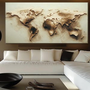 Große Weltkarte Wandbild auf Leinwand gedruckt, Modernes Büro Wandbild, Reise Wandkunst, Weltkarte Poster gedruckt