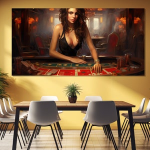 Abstrakte Kasino Wanddekoration, Sexy Croupier Malerei, Kasino Händler Geschenk, Kasino Leinwand, Abstrakte Kasino Wand, Kasino Wanddekoration