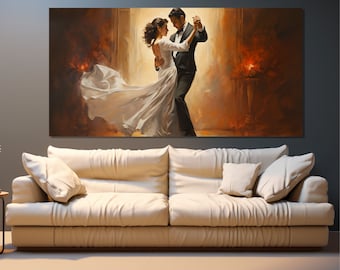 Vintage Dancing Wall Art, Dancing Couple Print, Ballroom Dance Painting, Dance Canvas Art, Dancing Wall Decor