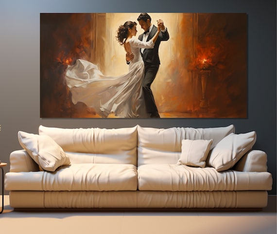 Vintage Dancing Wall Art, Dancing Couple Print, Ballroom Dance Painting, Dance Canvas Art, Dancing Wall Decor