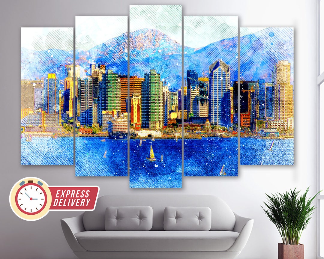 San Diego Skyline, San Diego Canvas Print, San Diego Wall Art, San