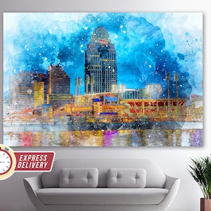 Cincinnati Great American Park Canvas Art, Cincinnati Skyline, Cincinnati Wall Art, Cincinnati Print, Cincinnati Photo, Cincinnati Print