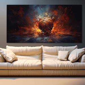 Basketball Wall Art, Basketball Ball Canvas Print, Abstract Basketball Painting, Basketball Wall Decor, Basketball Canvas Art