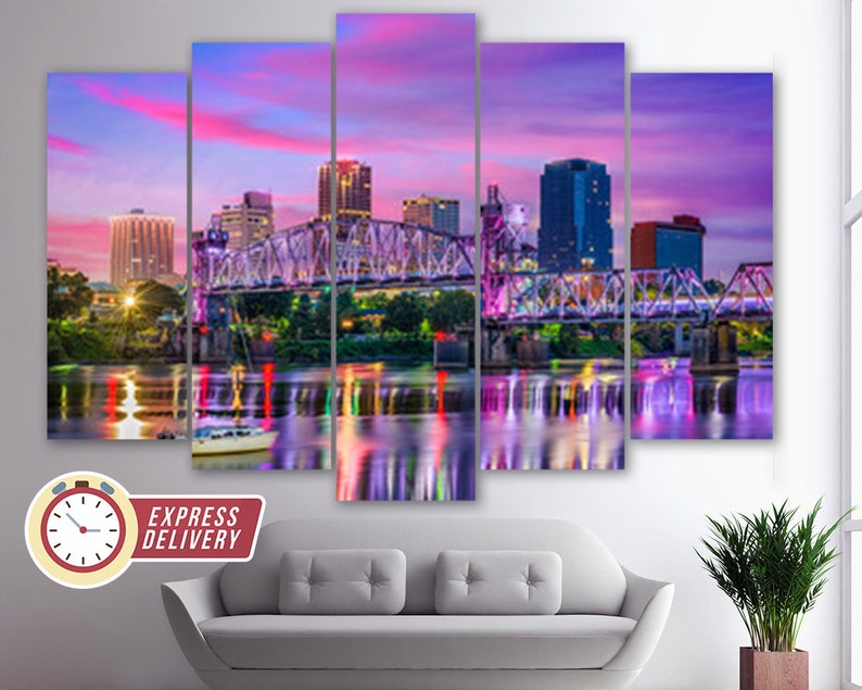 Little Rock Skyline Little Rock Canvas Little Rock Wall Art Etsy