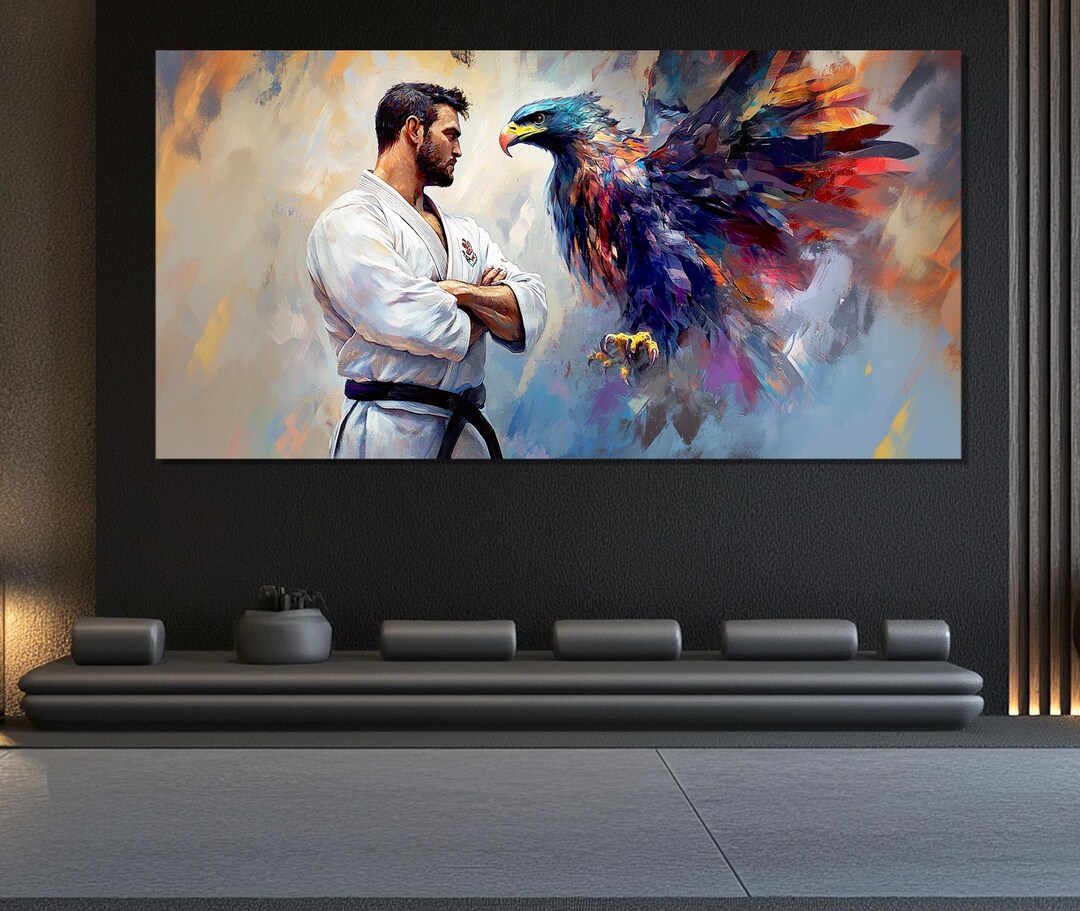 Abstract Martial Arts Wall Art, Jiu-jitsu Master With Colorful