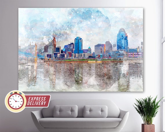 Cincinnati Canvas Art, Cincinnati Skyline, Cincinnati Wall Art, Cincinnati Canvas Print, Cincinnati Photo, Cincinnati Print, Cincinnati Art