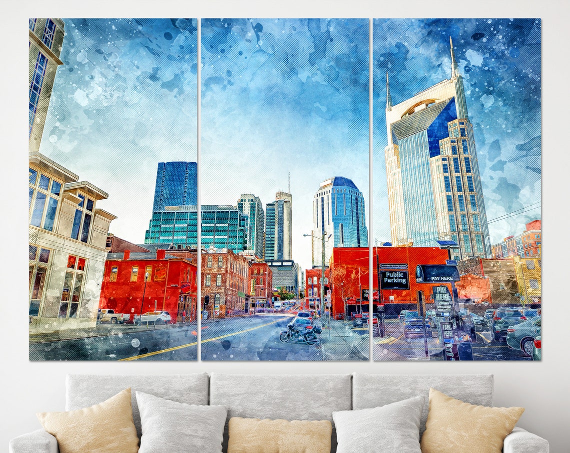 Nashville Wall Art Nashville Canvas Print Nashville Skyline Etsy