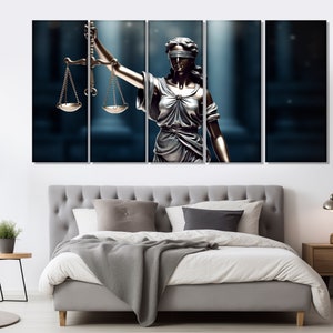 Lady Justice Canvas Print, Law Wall Art, Lawyer Gift, Lawyer Office ...