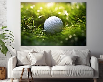 Arte de parede de golfe, impressão em tela de bola de golfe, presente para jogador de golfe, arte em tela de golfe, impressão de golfe, presente para fã de golfe, pôster de golfe, decoração de parede de resort de golfe