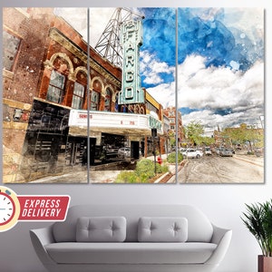 Fargo Theatre, Fargo Downtown Canvas Print, Fargo Canvas, Fargo Wall Art, Fargo Painting, Fargo Print, North Dakota, Fargo Poster, Fargo Art