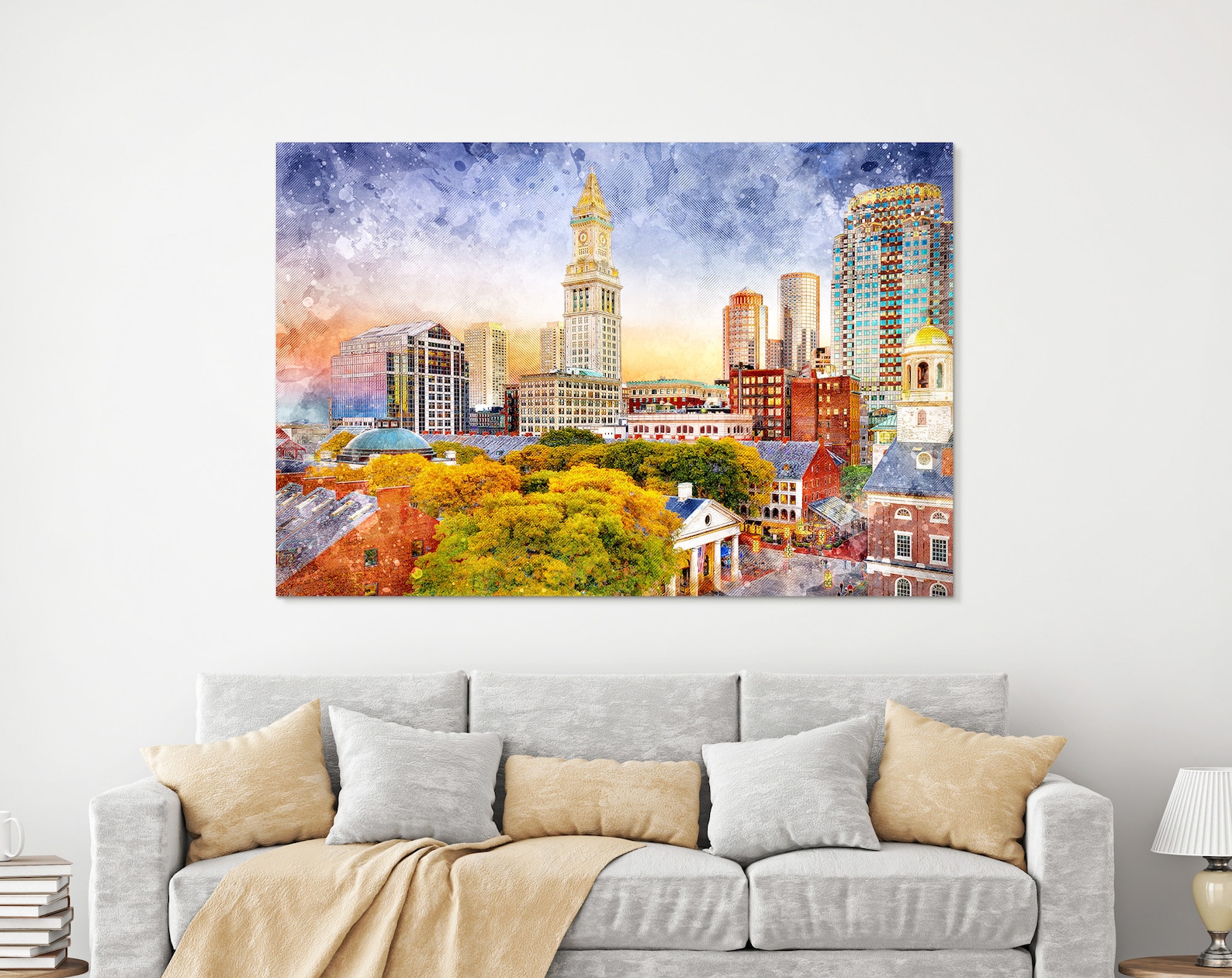 Boston Skyline Boston Wall Art Boston Canvas Print Boston Etsy
