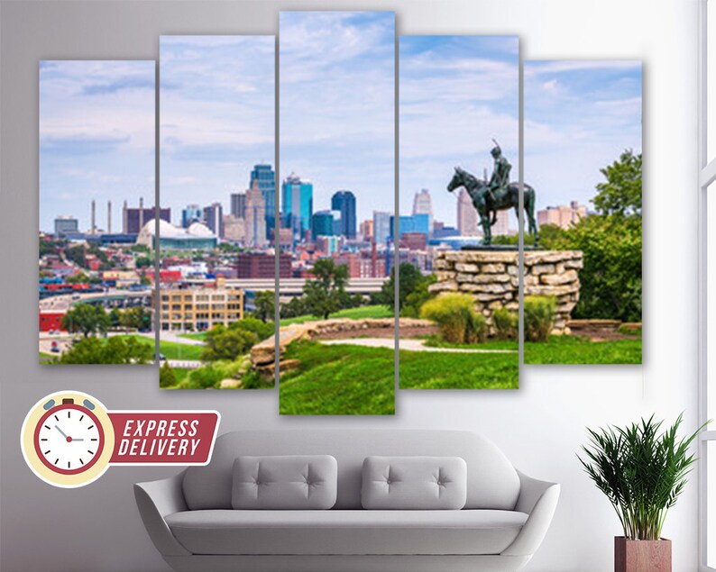Kansas City Skyline Kansas City Canvas Kansas City Print Etsy