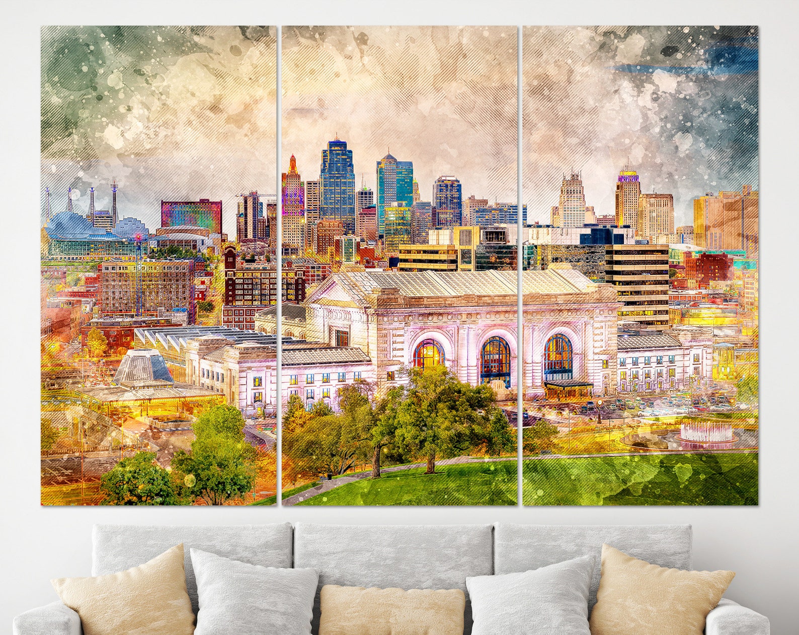 Kansas City Skyline, Kansas City Canvas Art, Kansas City Painting