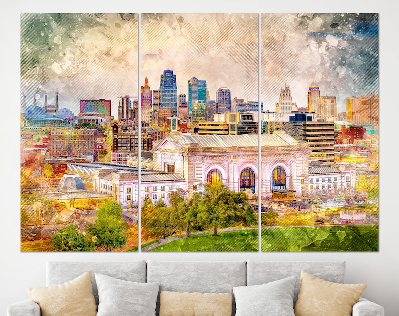 Kansas City Skyline Kansas City Canvas Art Kansas City Etsy