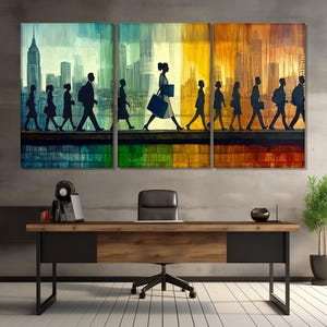 Modern Office Wall Art, Abstract Business Canvas Art, People on Work Canvas Print, Office Wall Decor, Business Lady Gift, Boss Office Decor