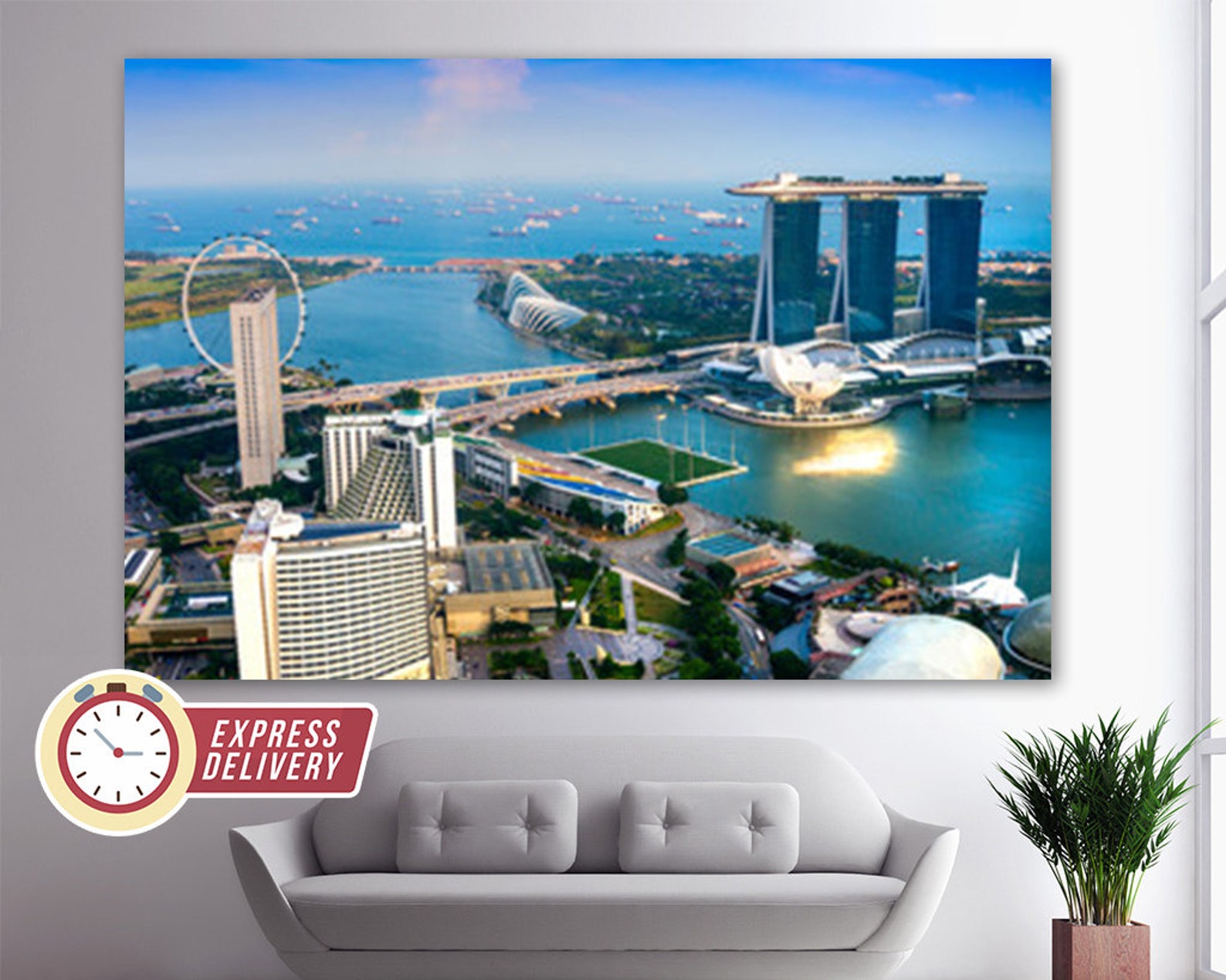 Singapore Skyline Singapore Canvas Print Singapore Wall Art Etsy